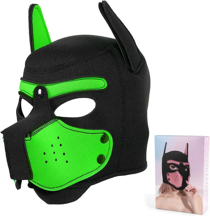Adults Neoprene Puppy Hood Mask Pup Play Gear, Removable Cosplay Dog Full Face Pup Hood Pup Mask - Image 12