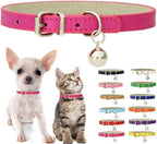 Pink XXS Cat Collar with Bell, Soft Pu Leather Puppy Collars Adjustable Buckle for XS Extra Small Medium Tiny Female Girl Pets Dogs Kitten Teacup Yorkie XX-Small - Image 11