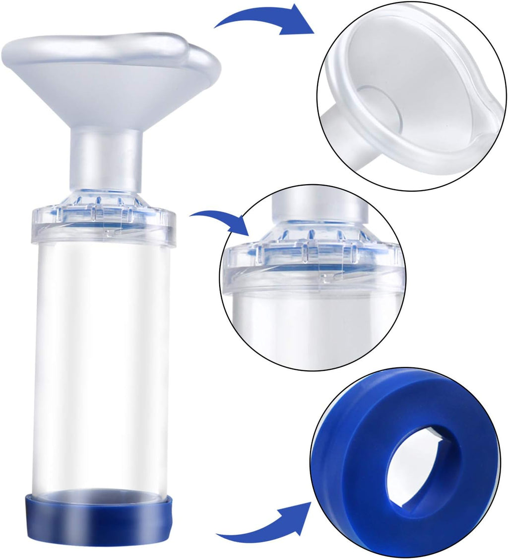 Close up of the rubberized inhalation end cap and universal inhaler base adapter.