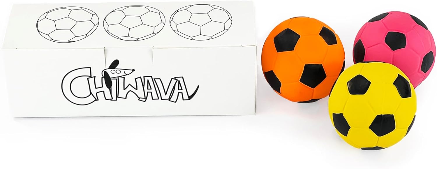 Top view of three Chiwava 2.7 inch dog chew balls