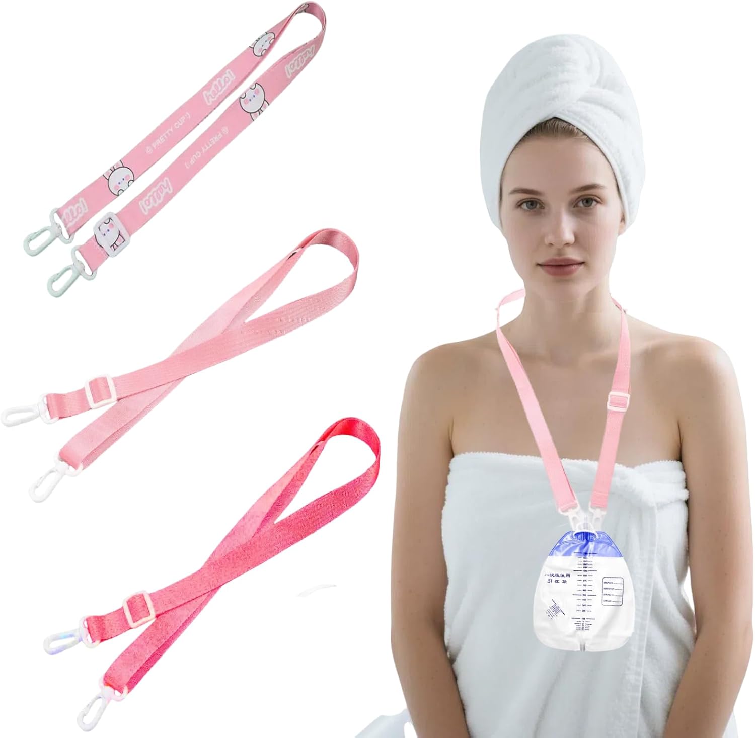 Sulieschen 3 pack shower lanyard for mastectomy drain holder front view