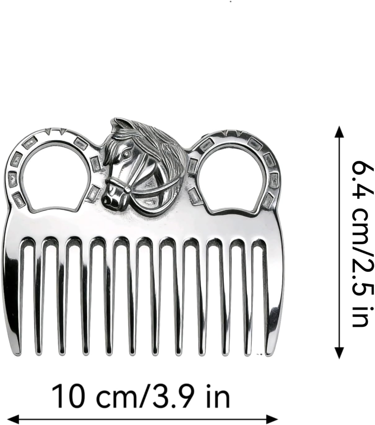 Side profile of portable aluminum horse comb for easy grip