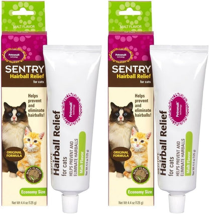 Sentry Petromalt cat hairball relief supplement package details.