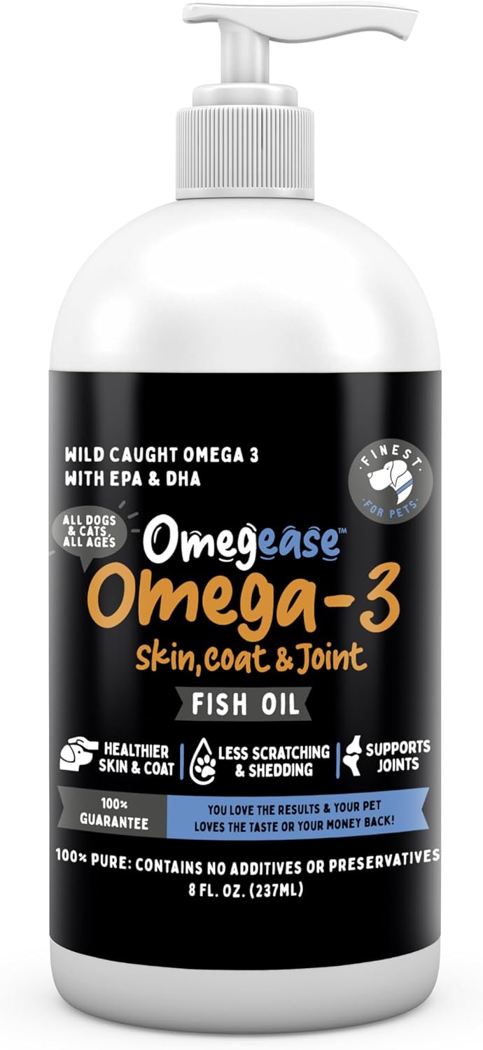 100% Pure Fish Oil for Dogs & Cats (1,545mg Omega 3 per Teaspoon) 32oz. Loaded with EPA & DHA for Joints, Skin & Coat, Itching, Heart & Immune Health. Stronger Than Salmon Oil. Unflavored Omegease. - Image 11