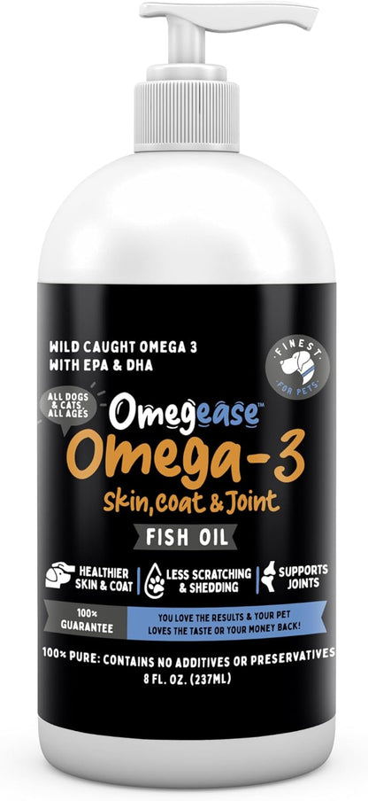 100% Pure Fish Oil for Dogs & Cats (1,545mg Omega 3 per Teaspoon) 32oz. Loaded with EPA & DHA for Joints, Skin & Coat, Itching, Heart & Immune Health. Stronger Than Salmon Oil. Unflavored Omegease. - Image 11