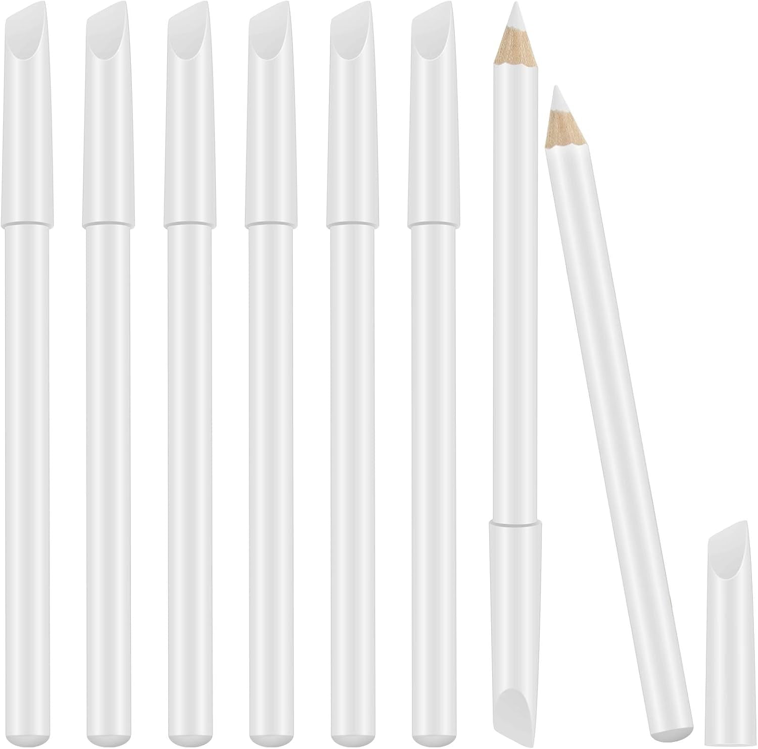 Maitys white nail whitening pencils front view showing eight pieces packaged together.
