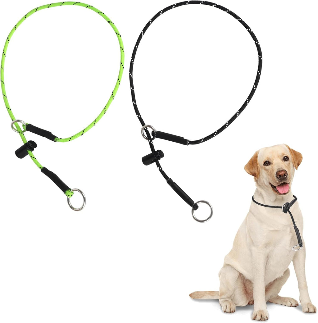 FURSDOLY 22 Inch Paracord Dog Slip Collar front view showing the black and neon green reflective rope