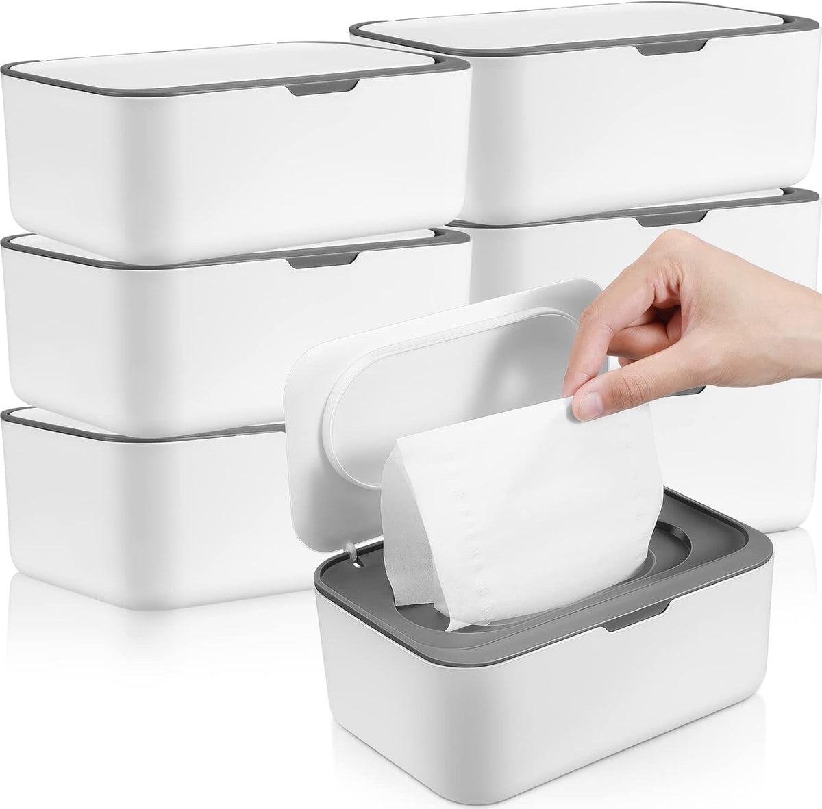 Sumind 6 pack baby wipes dispenser set in dark gray front view