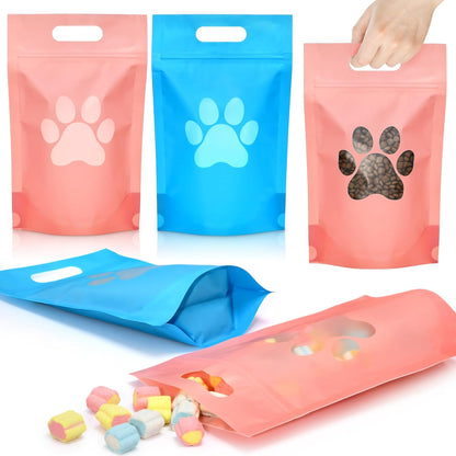 Gersoniel 50 Pcs Paw Dog Treat Bags Gift Bags with Window Resealable Stand up Plastic Zipper Pouches for Canine Delights or Dog Party Supplies, 5.5 x 8.6 inches (Black and White) - Image 9