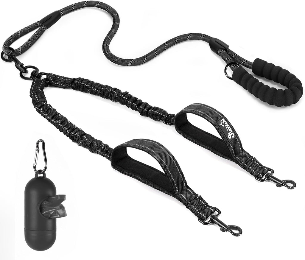 Lukovee Double Dog Leash, No Tangle 360 degrees Swivel Heavy Duty Reflective Lead with Two Padded Handles Dual Dog Splitter, Comfortable Shock Absorbing Walking Training for Small Medium Large Dogs(Blue,M) - Image 10