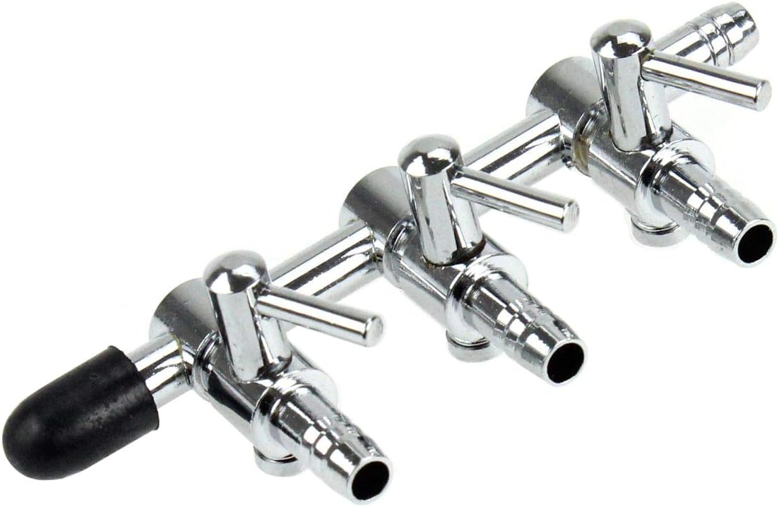 Extra small two way fish tank air valve attached to standard aquarium airline tubing