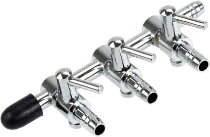 Extra small two way fish tank air valve attached to standard aquarium airline tubing