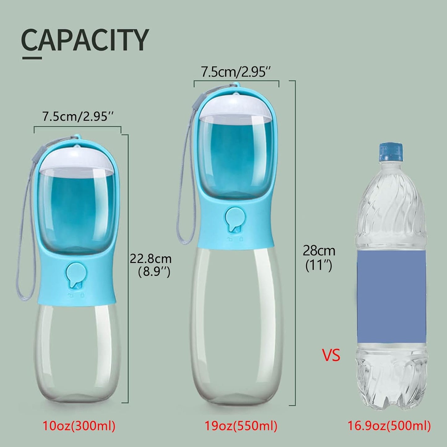 BPA free travel accessories for small and large dogs placed in a car cup holder.