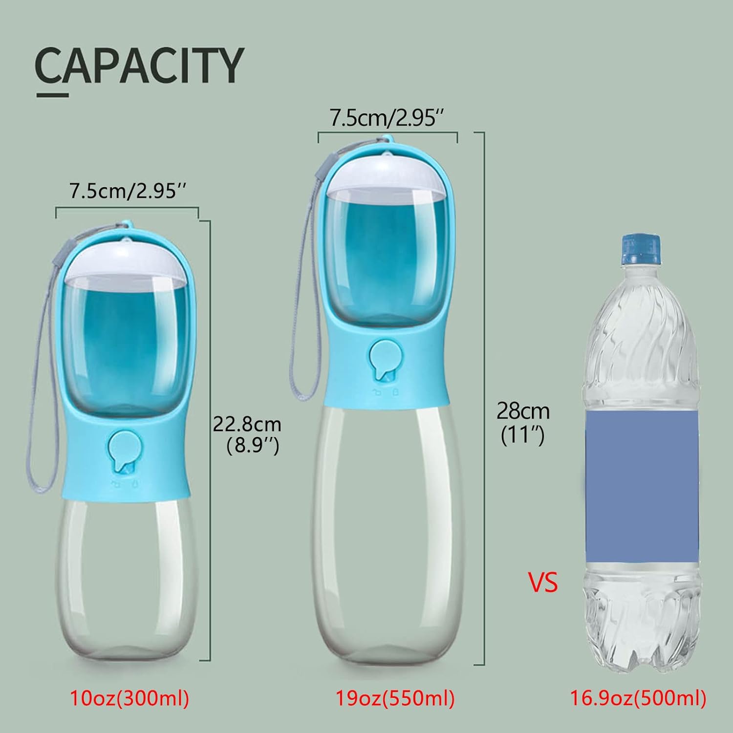 BPA free travel accessories for small and large dogs placed in a car cup holder.