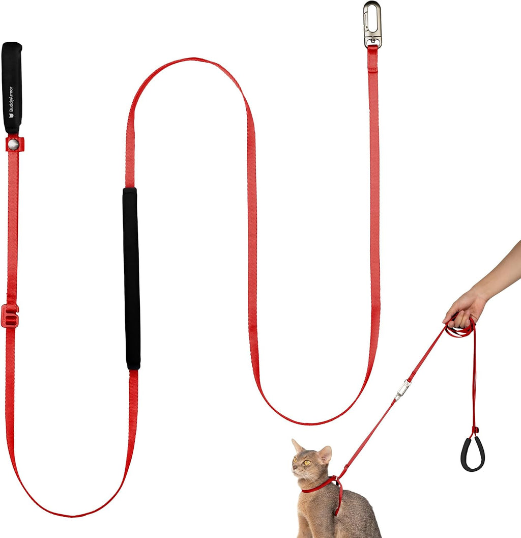Ultra Lightweight Cat Leash Adjustable with Padded Handle, Soft Thin Nylon Cat Walking Training Waist Crossbody Leash for Kitten >4lbs Small Medium Large Cats Puppy, No Harness (Linen) - Image 12