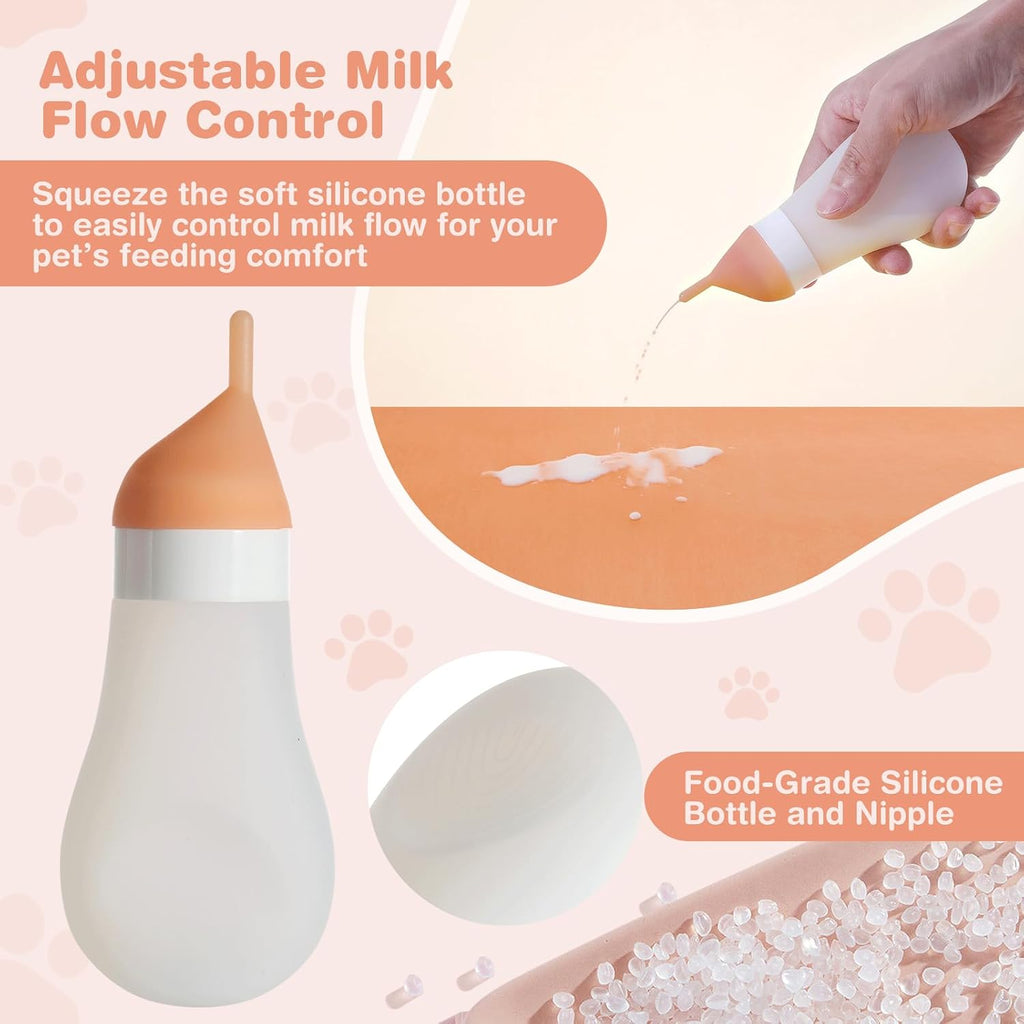 Elevonix pet nursing kit demonstrating the squeezable food grade silicone design for controlled milk flow
