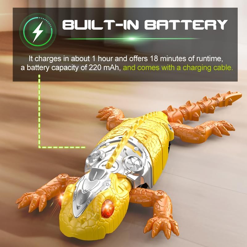 Side profile of remote controlled wall climbing lizard for kids