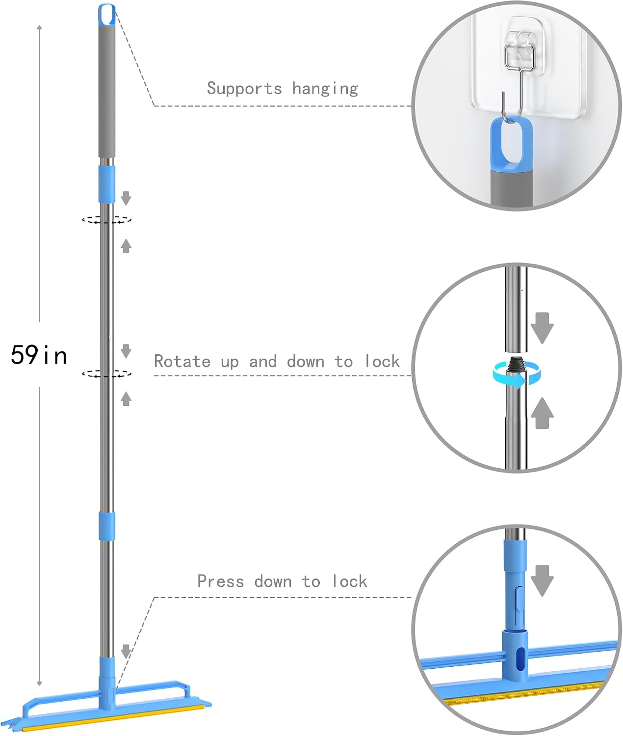 Three section assembly view of carpet hair remover
