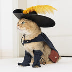 Detailed view of the dark blue pet cloak and accent belt accessories