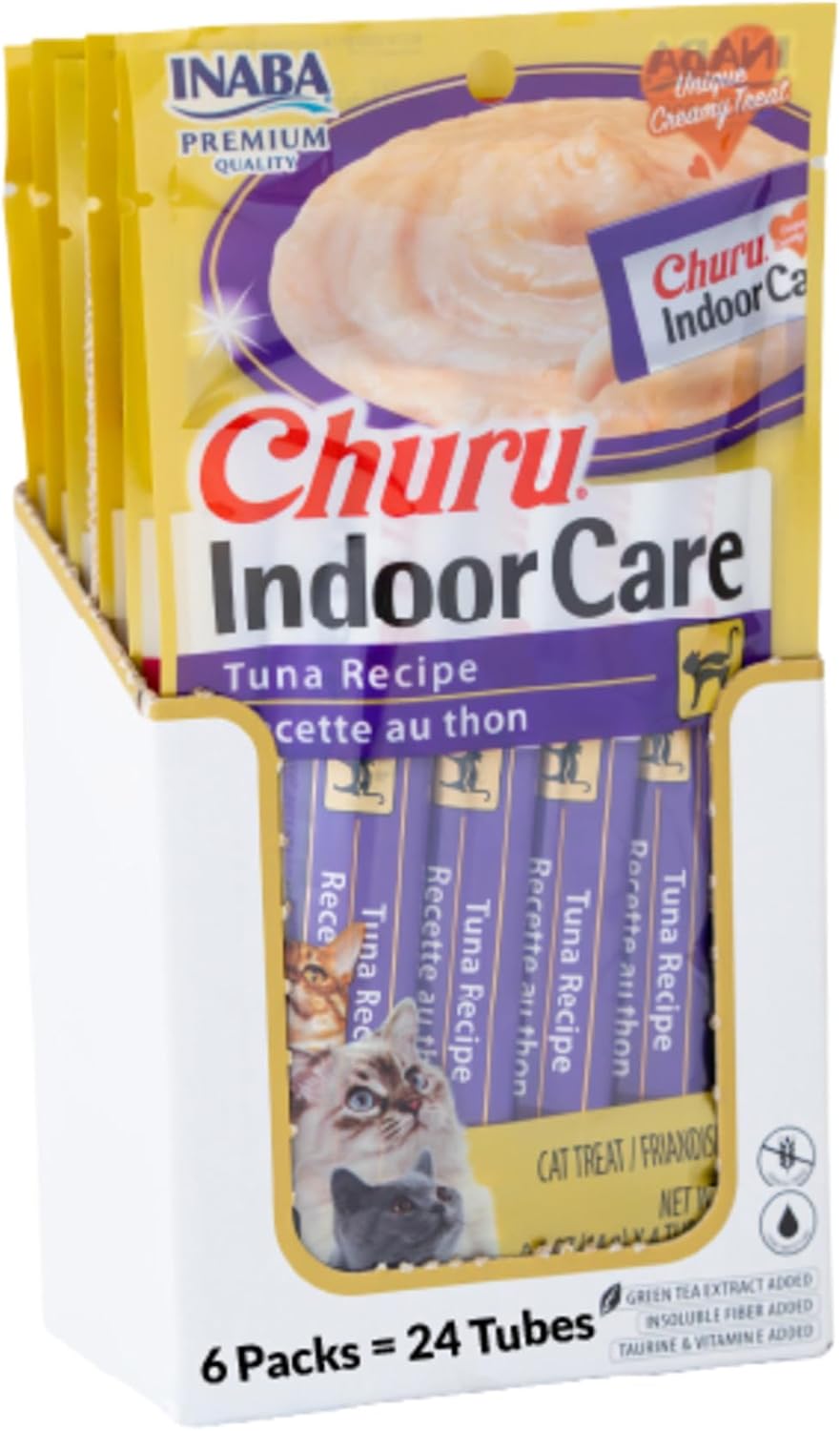 INABA Churu Indoor Care for Hairball Control, Functional Lickable Cat Treat with Taurine & Green Tea Extract, 0.5oz Each, 20 Tubes Total, Tuna & Chicken Variety - Image 14
