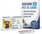 Secure ID pet emergency contact card placed next to matching key tag.