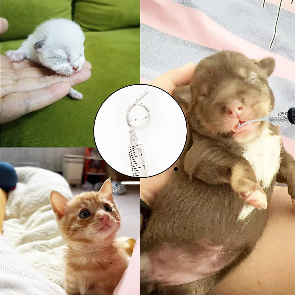 Close-up of the measurement markings on the Yiqianhome transparent pet care syringes.