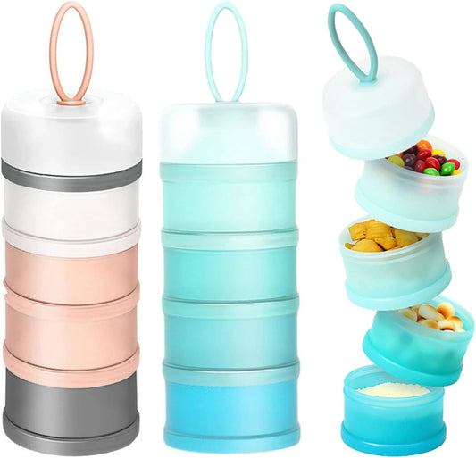 Manwetye 4 layers sakura baby milk formula dispenser front view featuring stackable blue compartments.