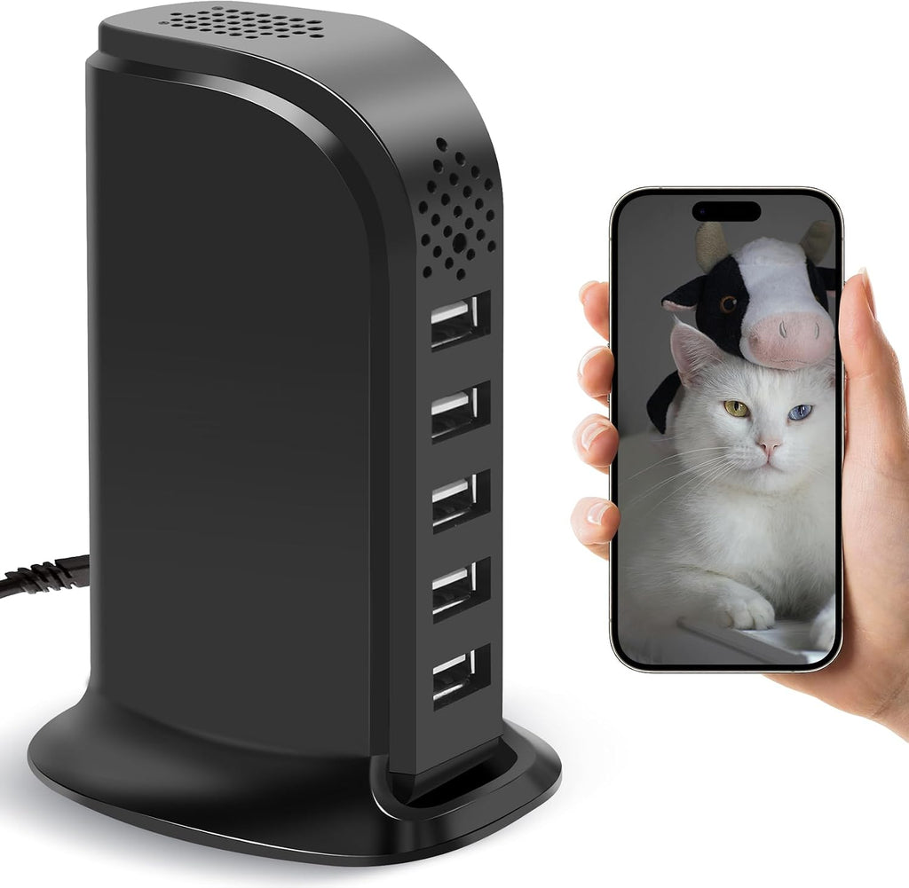 Hskah wireless USB charger camera front view showing charging ports