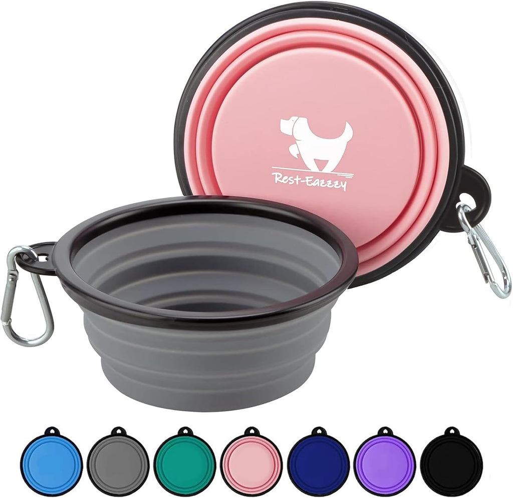 Collapsible Dog Bowls for Travel, 2-Pack Dog Portable Water Bowl for Dogs Cats Pet Foldable Feeding Watering Dish for Traveling Camping with Carabiners, BPA Free (Grey&Black, Small (Pack of 2)) - Image 14