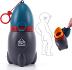 Secret Desire Kids Rocket Travel Urinal front view in deep blue color for outdoor emergency potty training