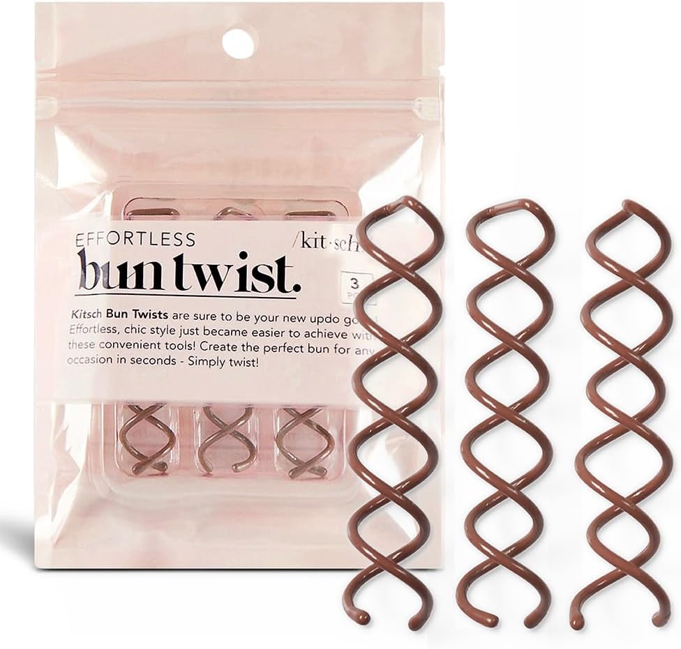 Kitsch Spiral Bobby Pins front view packaging of brown hair bun maker pins.