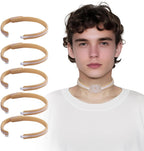 EHUSPU Tracheostomy Tube Holder front view of beige adjustable neck strap.