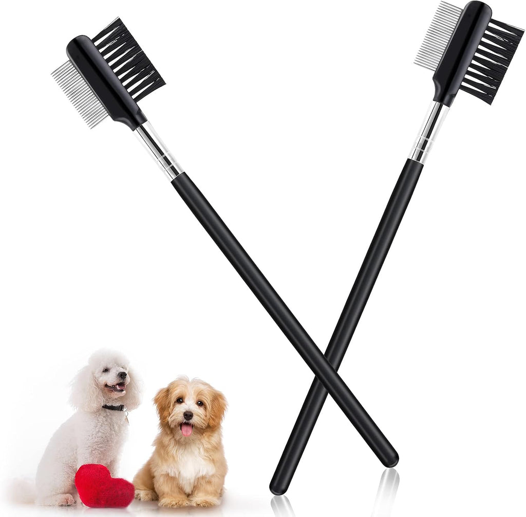 Cobee double head metal grooming comb front view showcasing the dual-sided design for pet eye cleaning.