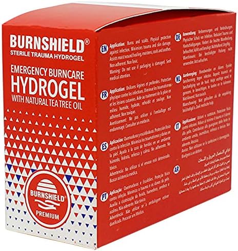 Individual 3.5ml Burnshield sterile trauma gel packets for emergency burn care.
