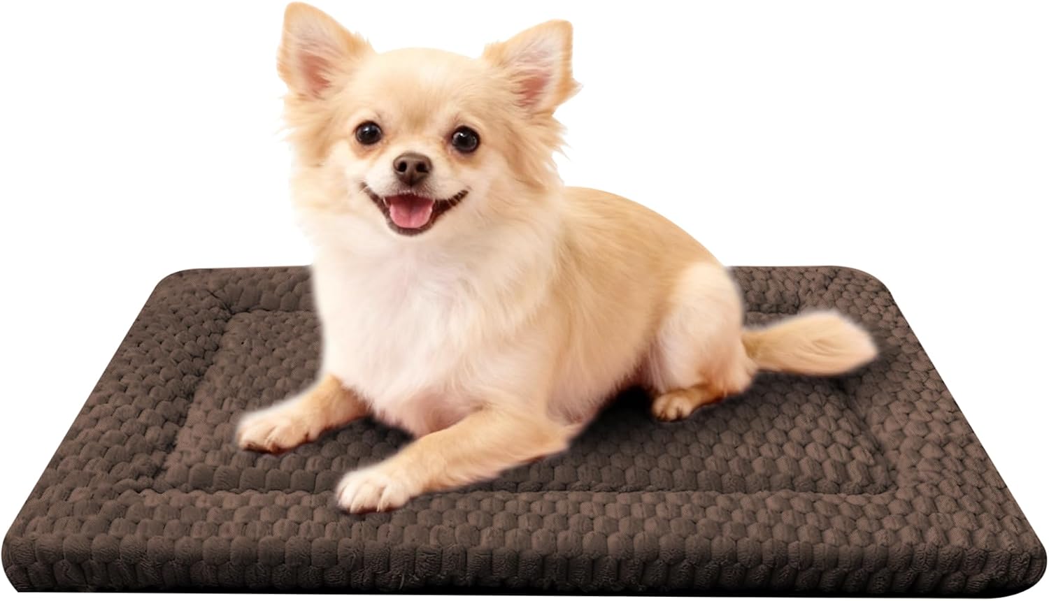 Fogkiss dog bed mat and crate pad front view in dark brown
