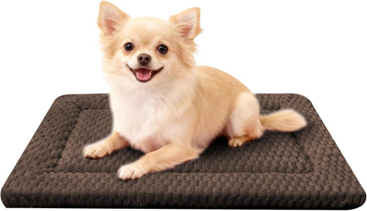 Fogkiss dog bed mat and crate pad front view in dark brown