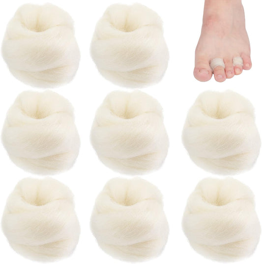 Minatee Lambs Wool for Toes 8 count pack front view for foot protection