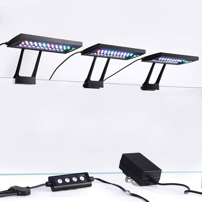 Hygger aquarium light packaging and separable power adapter setup illustrating neat cable management.