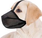 Miavers soft mesh dog muzzle black medium front view on dog