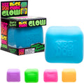 Schylling NeeDoh Nice Cube Glow front view of the luminous square sensory toy for anxiety relief