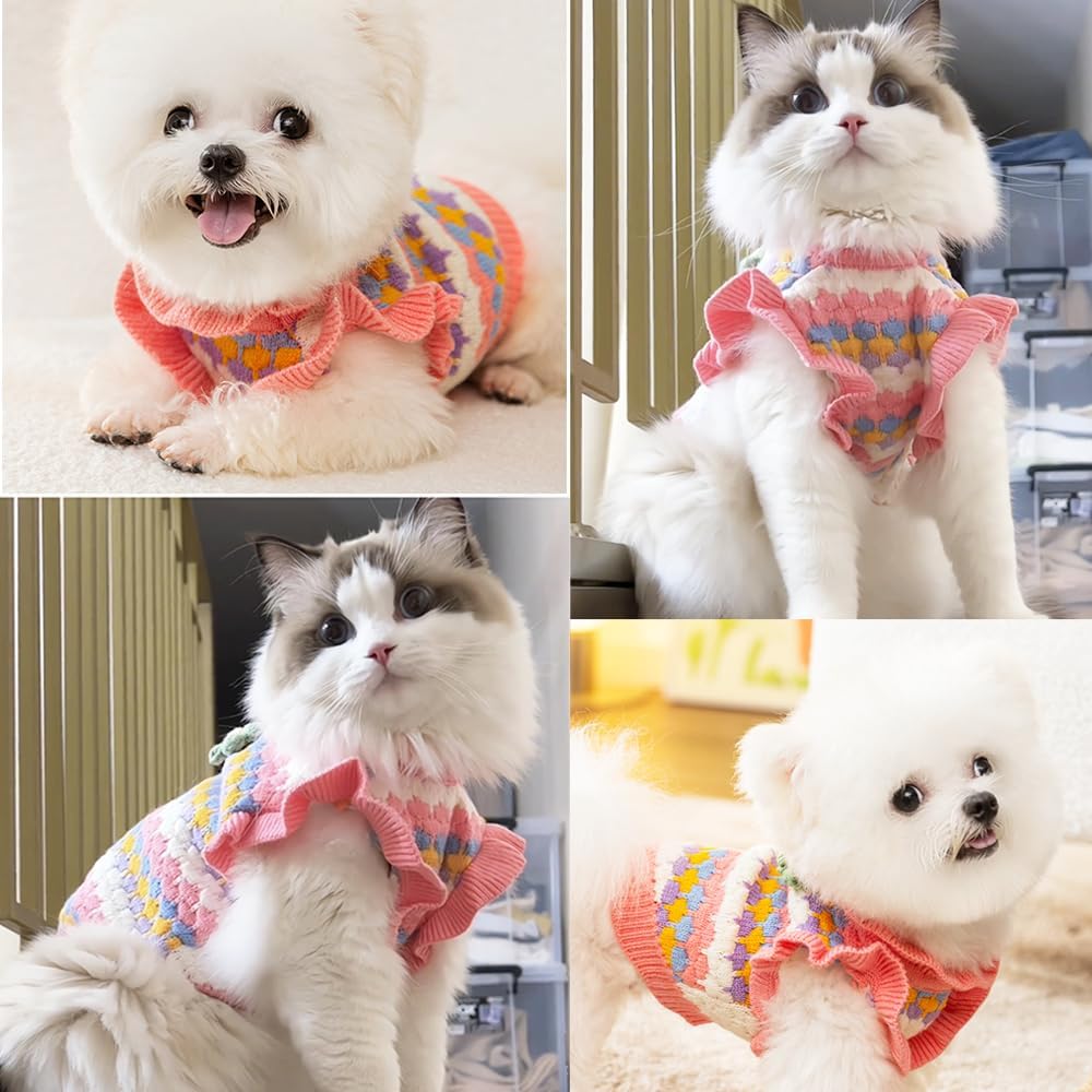 Anelekor holiday puppy clothes showing the stretchable ruffled armholes for small dogs.