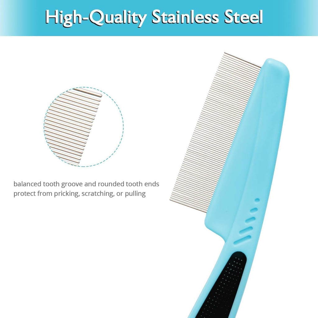 Jeufond pet grooming comb removing flea dirt and ticks from a dog coat