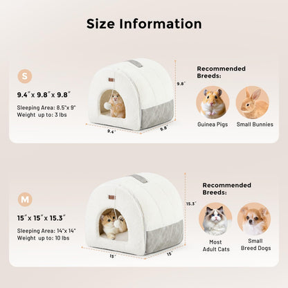 Side view of Zomisia indoor pet house with toy ball