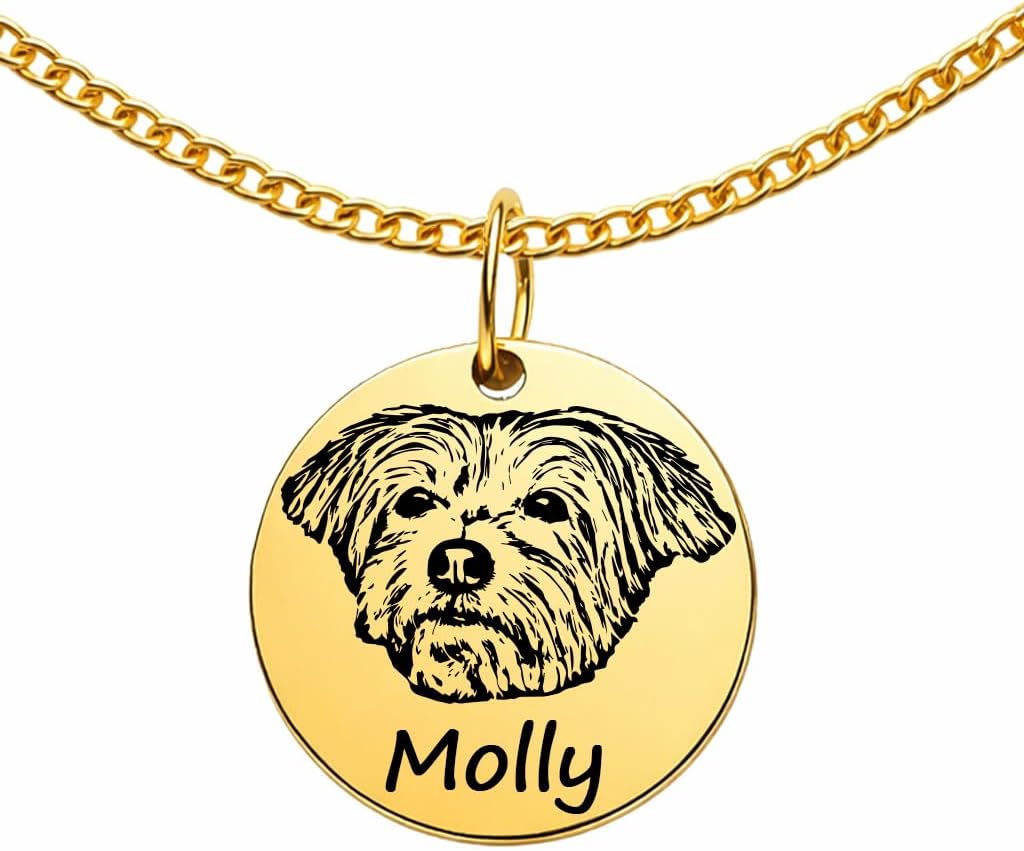 Custom Pet Portrait Necklace with Photo & Name - Dog or Cat Memorial Jewelry for Women or Men, Personalized Engraved Round Disc for Cat Loss, Dog Moms & Animal Lovers, Birthday, Christmas, Mothers Day - Image 10