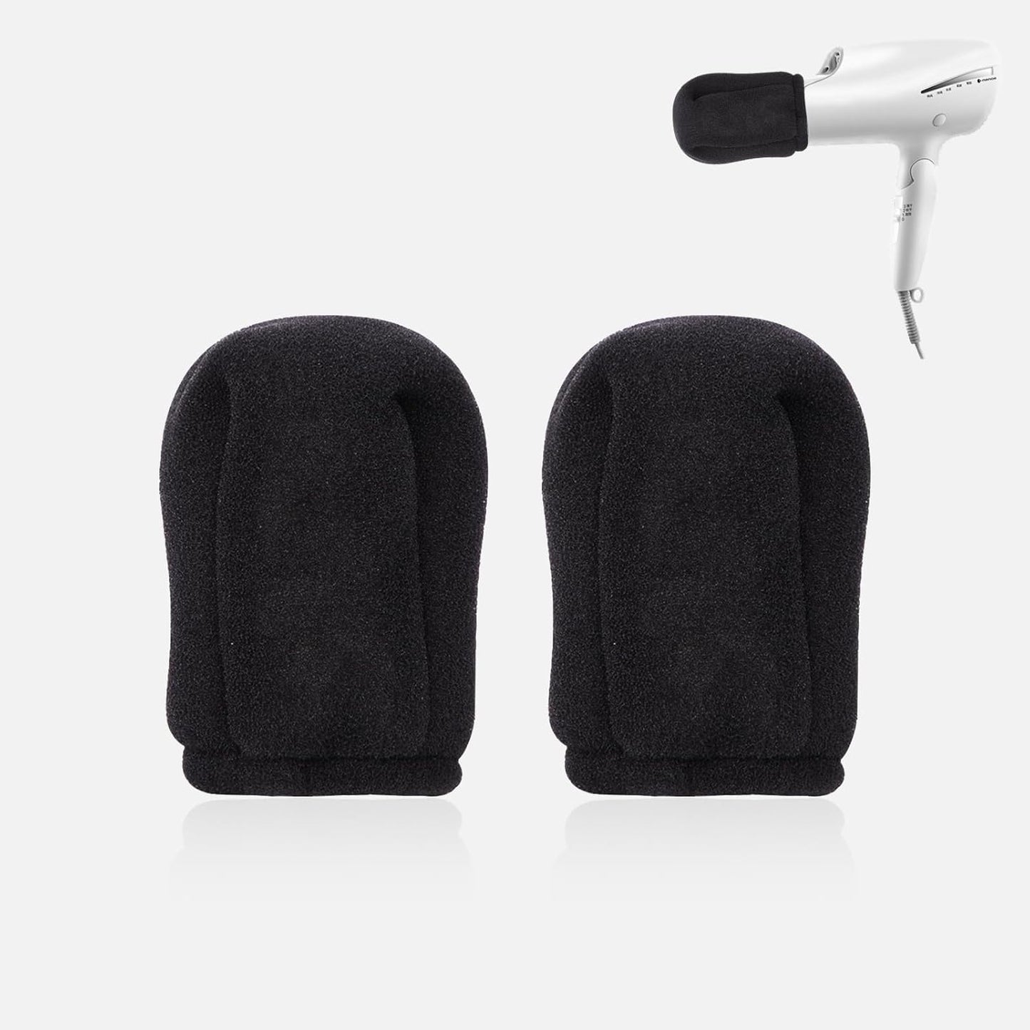 V TOWER universal sock diffuser for hair dryer front view showing the soft black foam material.