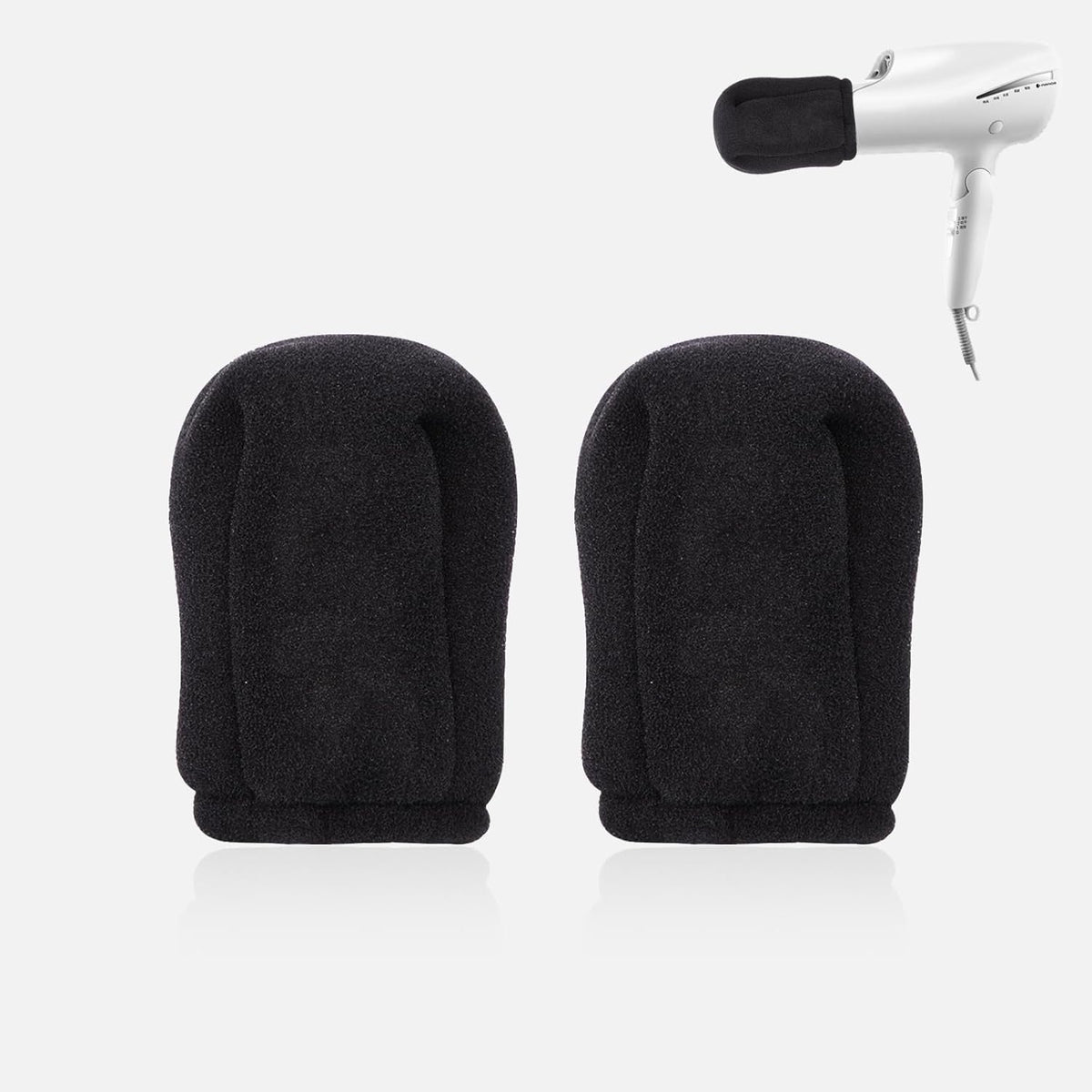 V TOWER universal sock diffuser for hair dryer front view showing the soft black foam material.
