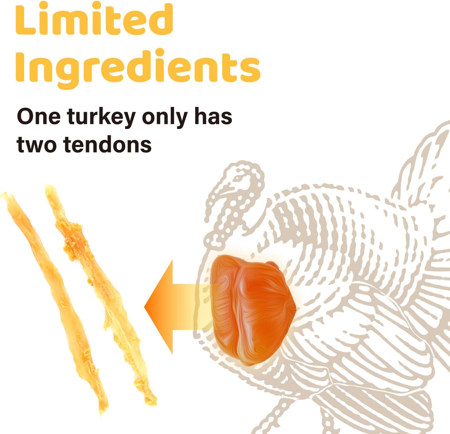 Back label of iPaw turkey tendon puppy chew listing single ingredient details.