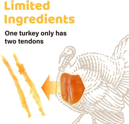Back label of iPaw turkey tendon puppy chew listing single ingredient details.