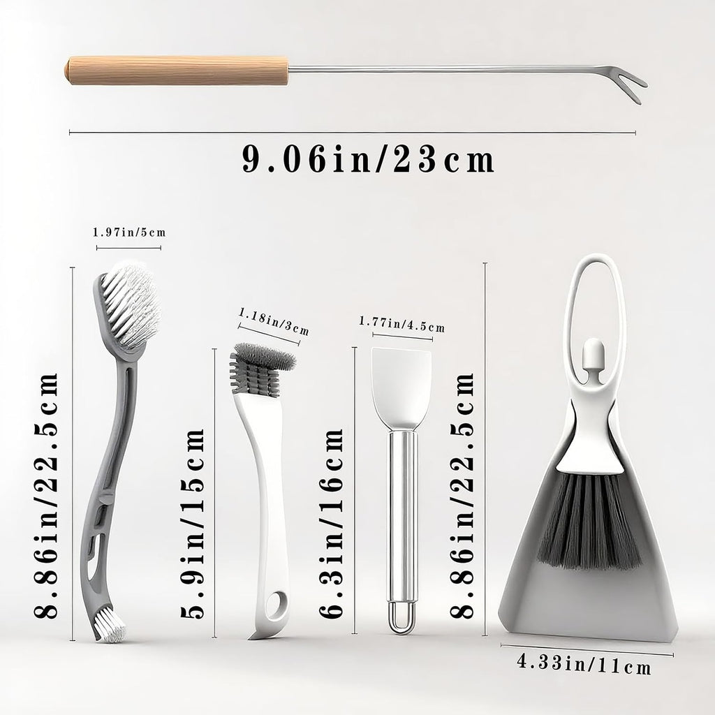 Stainless steel scraper and wire brush from the Sienle pet cage kit cleaning dried debris from cage trays.