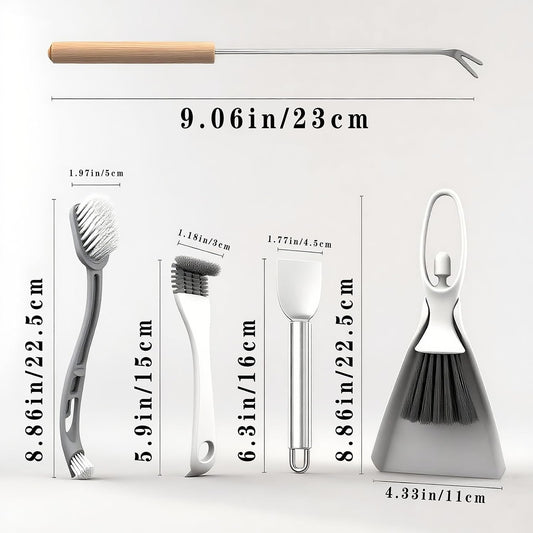 Stainless steel scraper and wire brush from the Sienle pet cage kit cleaning dried debris from cage trays.